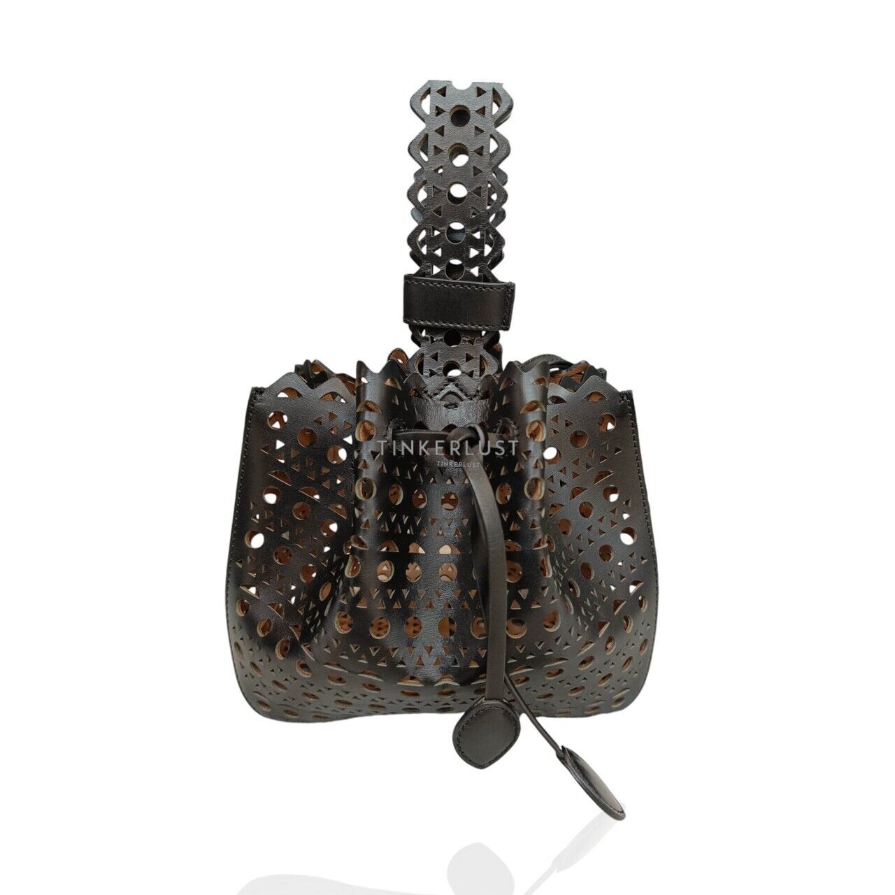 ALAIA RING MINI LEATHER BUCKET BAG ミニ ALAÏA RING スフィア付き カーフスキン製 ミニ バケットバッグ